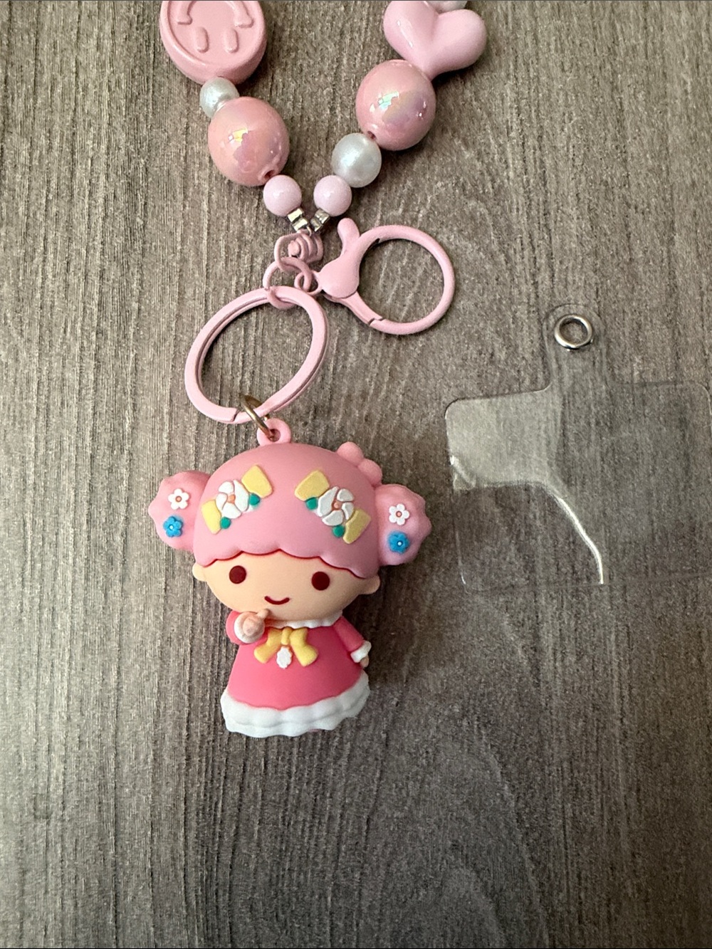 Lala Pink Cute Beaded Phone Charm Keychain - NWOT - Picture 2 of 2